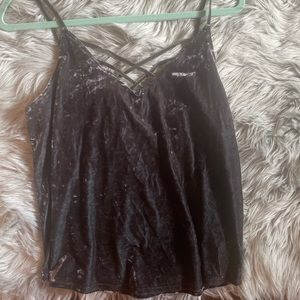 NAVY GREEN CRUSHED VELVET TANKTOP